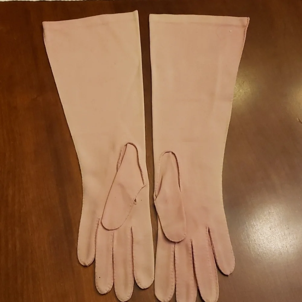 Vintage Stretch Nylon Pink Gloves 7